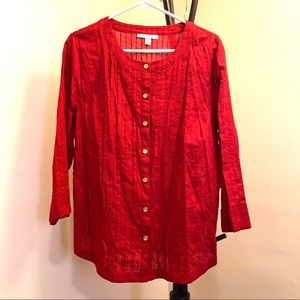 NWOT JM Collection Button Down Red Shirt Blouse Top size 16